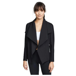 MICHI • Black Chicane Athletic Moto Neoprene Open-Front Ribbed Sleeves Jacket XS